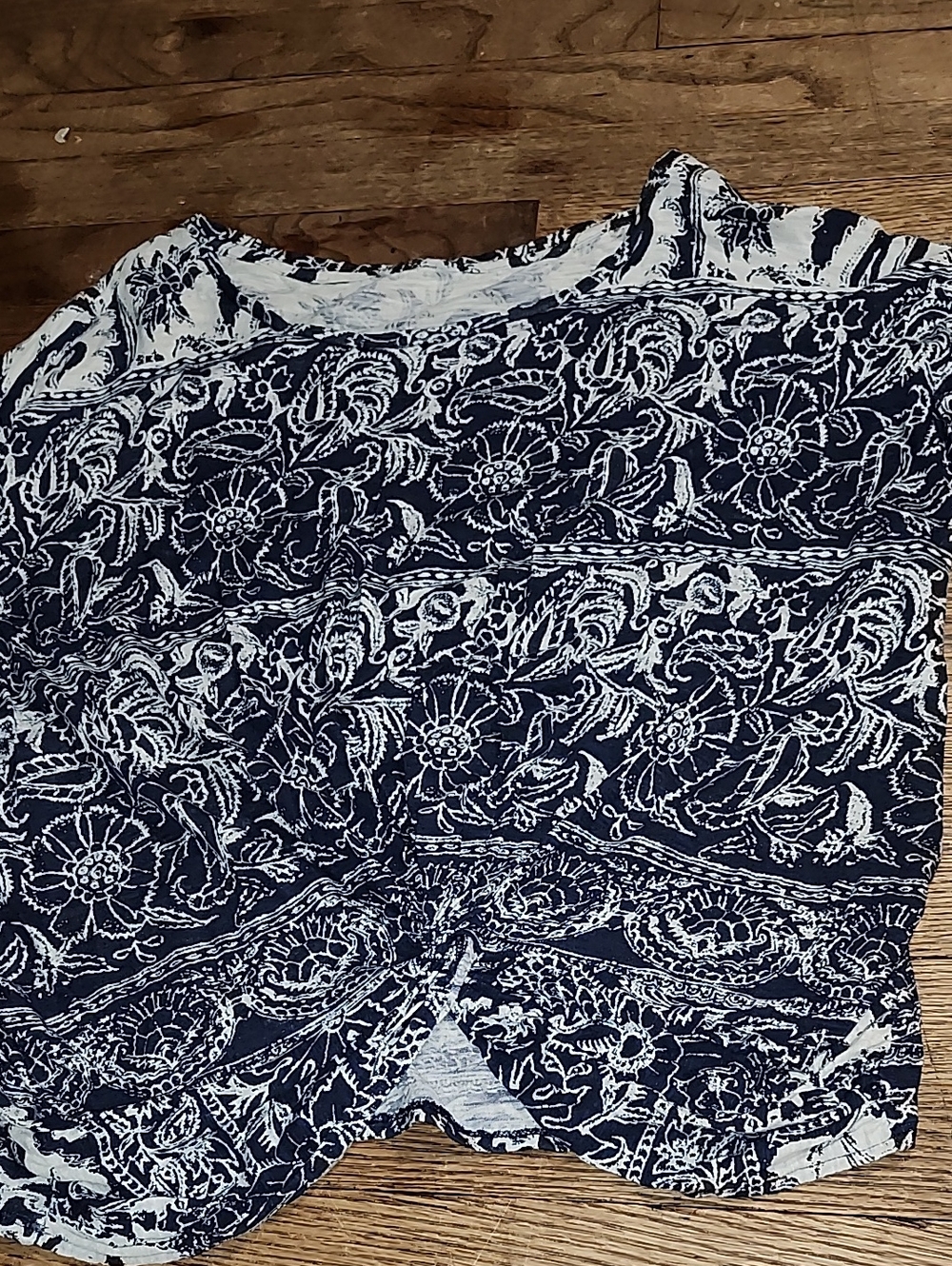 Navy Floral Paisley Cropped Tee